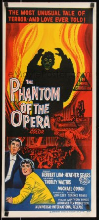 9p0401 PHANTOM OF THE OPERA Aust daybill 1962 Hammer horror, Herbert Lom, different artwork!