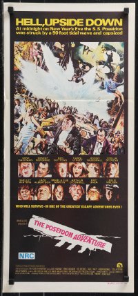 9p0404 POSEIDON ADVENTURE Aust daybill 1973 Gene Hackman & Stella Stevens escaping by Mort Kunstler!