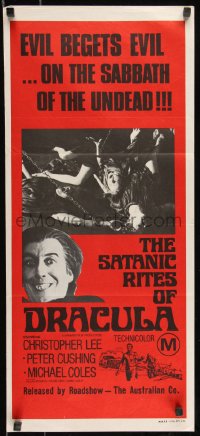 9p0417 SATANIC RITES OF DRACULA Aust daybill 1974 Hammer horror, vampire Christopher Lee & brides!