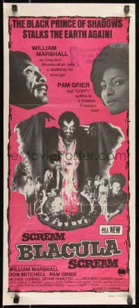 9p0419 SCREAM BLACULA SCREAM Aust daybill 1973 image of black vampire William Marshall & Pam Grier!