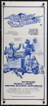 9p0420 SMOKEY & THE BANDIT Aust daybill 1977 Burt Reynolds, Sally Field & Jackie Gleason by Solie!