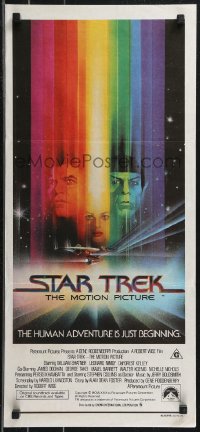 9p0425 STAR TREK Aust daybill 1979 cool art of William Shatner & Nimoy by Bob Peak w/credits!