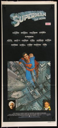 9p0434 SUPERMAN Aust daybill 1978 great art of hero Christopher Reeve flying from Metropolis!