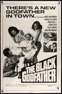 9p0465 BLACK GODFATHER 1sh R1970s the FBI, foxy chicks and the Mafia want his body!