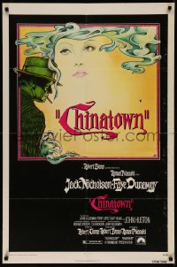 9p0476 CHINATOWN 1sh 1974 Roman Polanski, Jim Pearsall art of smoking Jack Nicholson & Faye Dunaway!