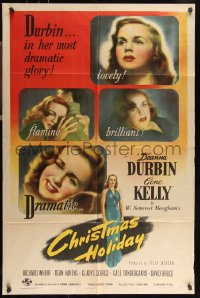 9p0478 CHRISTMAS HOLIDAY style D 1sh 1944 Deanna Durbin & Gene Kelly play against type in film noir!
