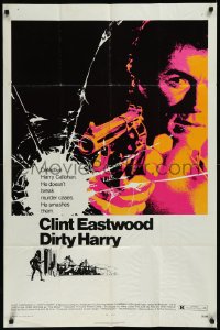 9p0499 DIRTY HARRY 1sh 1971 art of Clint Eastwood pointing his .44 magnum, Don Siegel crime classic!
