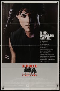 9p0509 EDDIE & THE CRUISERS 1sh 1983 close up of Michael Pare with microphone, rock 'n' roll!