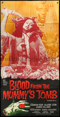 9p0272 BLOOD FROM THE MUMMY'S TOMB English 3sh 1971 wild image of human sacrifice, very rare!