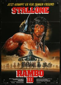 9p0137 RAMBO III German 1988 Sylvester Stallone returns as John Rambo, Renato Casaro action art!