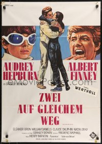 9p0142 TWO FOR THE ROAD German 1967 different art of Audrey Hepburn & Albert Finney, Stanley Donen!