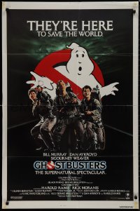 9p0526 GHOSTBUSTERS int'l 1sh 1984 Bill Murray, Aykroyd & Ramis are here to save the world!