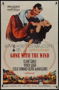 9p0530 GONE WITH THE WIND 1sh R1961 Clark Gable carrying Vivien Leigh over burning Atlanta!