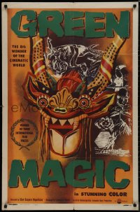 9p0532 GREEN MAGIC 1sh 1955 Montalban, cool voodoo documentary, incredible art!