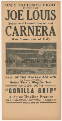 9p0077 JOE LOUIS VS CARNERA herald 1935 Sensational Colored Bomber vs Man Mountain of Italy, boxing!