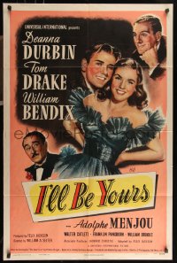 9p0539 I'LL BE YOURS 1sh 1946 artwork of pretty Deanna Durbin by Hill!