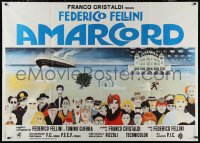 9p1685 AMARCORD Italian 1p R1970s Federico Fellini classic comedy, colorful art + photo montage!