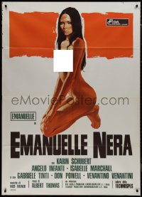 9p1717 BLACK EMANUELLE Italian 1p 1975 Emanuelle Nera, art of sexy naked Laura Gemser on her knees!