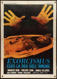 9p1727 BLOOD FROM THE MUMMY'S TOMB Italian 1p 1974 Hammer, two hands over sexy woman in sarcophagus!