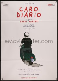 9p1756 CARO DIARIO Italian 1p 1994 Nanni Moretti, cool artwork of man on moped!