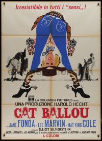 9p1757 CAT BALLOU Italian 1p 1965 Ohiell artwork of cowgirl Jane Fonda like U.S. one-sheet!