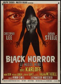 9p1782 CRIMSON CULT Italian 1p 1969 Boris Karloff, Christopher Lee, cool different art, Black Horror!