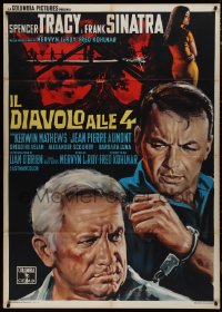 9p1801 DEVIL AT 4 O'CLOCK Italian 1p 1961 different art of Spencer Tracy cuffed to Frank Sinatra!