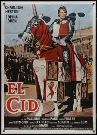 9p1812 EL CID Italian 1p R1970s great different image of Charlton Heston wearing armor on horse!