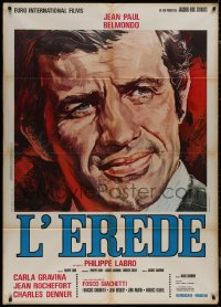 9p1820 EXTERMINATOR Italian 1p 1973 L'Heritier, super close headshot art of Jean Paul Belmondo!