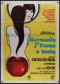 9p1849 GERMANIA 7 DONNE A TESTA Italian 1p 1970 Paolo Cavallina & Nievo, sexy apple art!