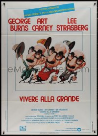9p1856 GOING IN STYLE Italian 1p 1980 wacky art of George Burns, Art Carney & Lee Strasberg!