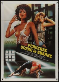 9p1868 HELL BEHIND THE BARS Italian 1p 1984 great Spataro art of sexy half-naked women in prison!
