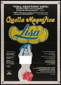 9p1870 HER NAME WAS LISA Italian 1p 1979 art of nearly-naked Vanessa del Rio & Samantha Fox!