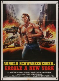 9p1871 HERCULES IN NEW YORK Italian 1p 1986 Crovato art of barechested Schwarzenegger in 1st movie!