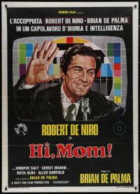 9p1873 HI MOM! Italian 1p 1978 different art of Robert De Niro on TV, directed by Brian De Palma!