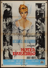 9p1885 HOTEL PARADISO Italian 1p 1966 art and images of Alec Guinness & sexy Gina Lollobrigida!