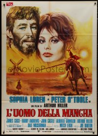 9p1961 MAN OF LA MANCHA Italian 1p 1973 Peter O'Toole, Sophia Loren, cool different Avelli art!