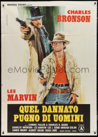 9p1972 MEANEST MEN IN THE WEST Italian 1p 1978 Ferrari art of Bronson & Lee Marvin with guns!
