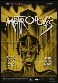 9p1974 METROPOLIS Italian 1p R2010 Fritz Lang, classic robot art from the first German release!