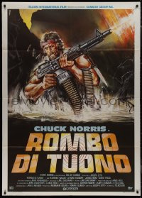 9p1979 MISSING IN ACTION Italian 1p 1985 different Symeoni art of Chuck Norris in Vietnam, rare!