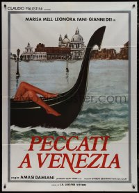 9p2011 PECCATI A VENEZIA Italian 1p 1980 great artwork of sexy legs dangling from gondola!