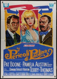 9p2012 PERILS OF PAULINE Italian 1p 1967 Avelli art of Pamela Austin, Pat Boone & Terry-Thomas, rare!