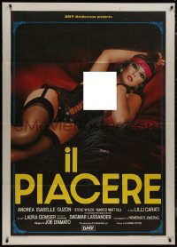 9p2021 PLEASURE Italian 1p 1985 Enzo Sciotti of sexy woman sprawled out in skimpy lingerie!