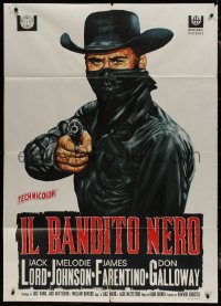 9p2037 RIDE TO HANGMAN'S TREE Italian 1p 1967 different art of masked cowboy in black aiming gun!