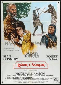 9p2039 ROBIN & MARIAN Italian 1p 1976 different art of Robert Shaw, Sean Connery & Audrey Hepburn!