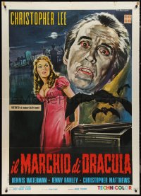 9p2048 SCARS OF DRACULA Italian 1p 1971 Tarantelli art of vampire Christopher Lee, Hammer horror!