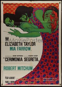 9p2055 SECRET CEREMONY Italian 1p 1969 Elizabeth Taylor, Mia Farrow, Mitchum, different Iaia art!