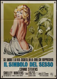 9p2062 SEX SYMBOL Italian 1p 1974 different art of sexy half-naked Connie Stevens in bed & drunk!