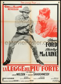 9p2068 SHEEPMAN Italian 1p R1962 different image of Glenn Ford with gun & Shirley MacLaine!