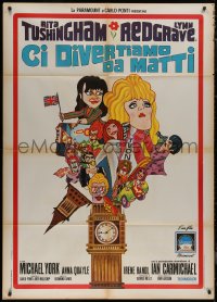 9p2075 SMASHING TIME Italian 1p 1968 cool art of Big Ben & English swingers by Originario!